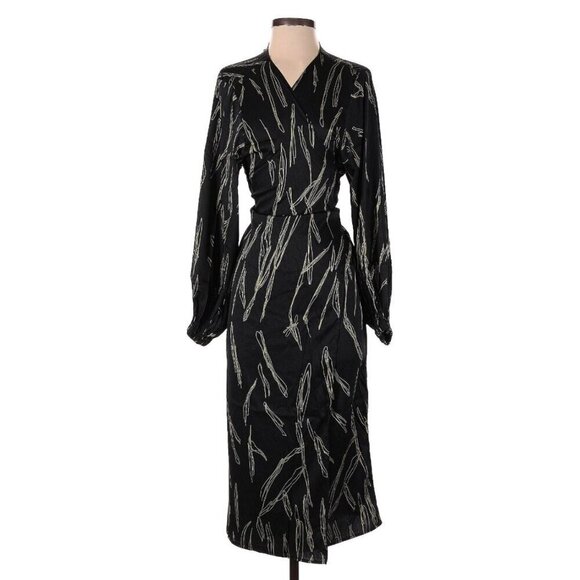 NWOT DIARRABLU Scribble Printed V Neck Wrap Dress | Sz Small - Picture 4 of 11